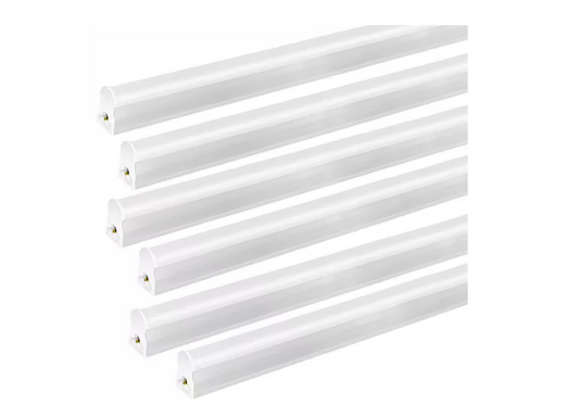 4 ft. 80-Watt Equivalent LED T5 5000K Daylight 2200 Lumens White Ofiice Garage Shop Light, ETL Listed (6-Pieces) - 91012337483