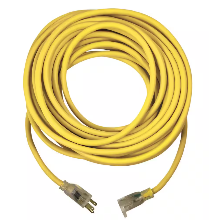 USW 12/3 50 ft. Yellow Heavy-Duty Extension Cord with Lighted Plug