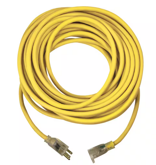 USW 12/3 100 ft. Yellow Heavy-Duty Extension Cord with Lighted Plug