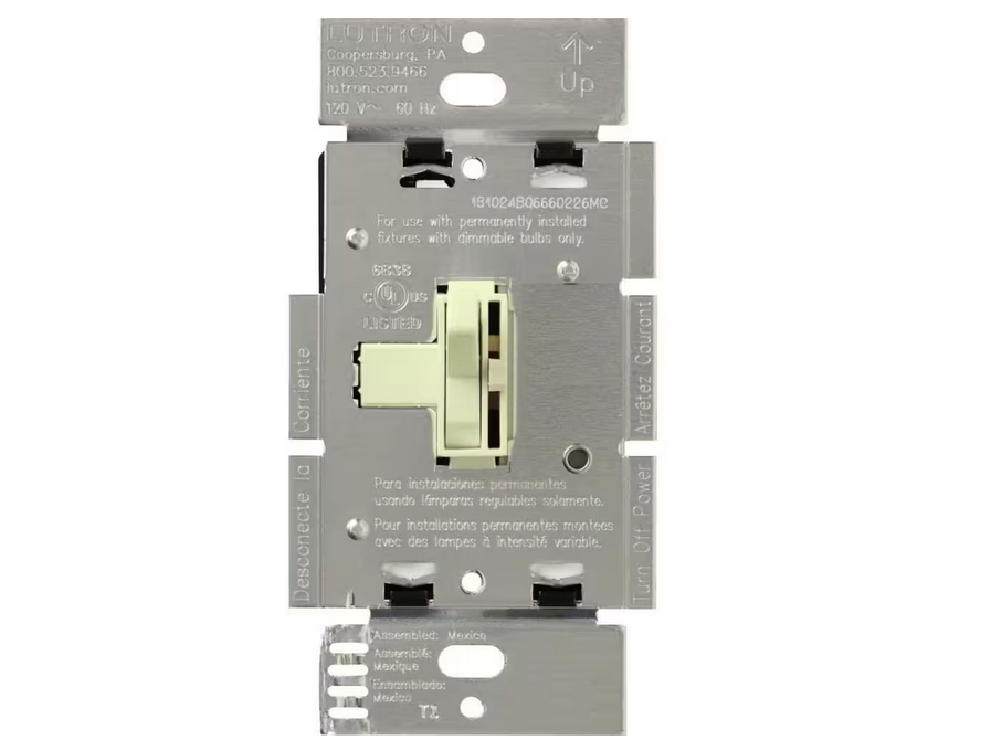 Toggler Dimmer Switch for Incandescent and Halogen Bulbs, 1000,Watt, Single,Pole, Almond (AY-10P-AL)