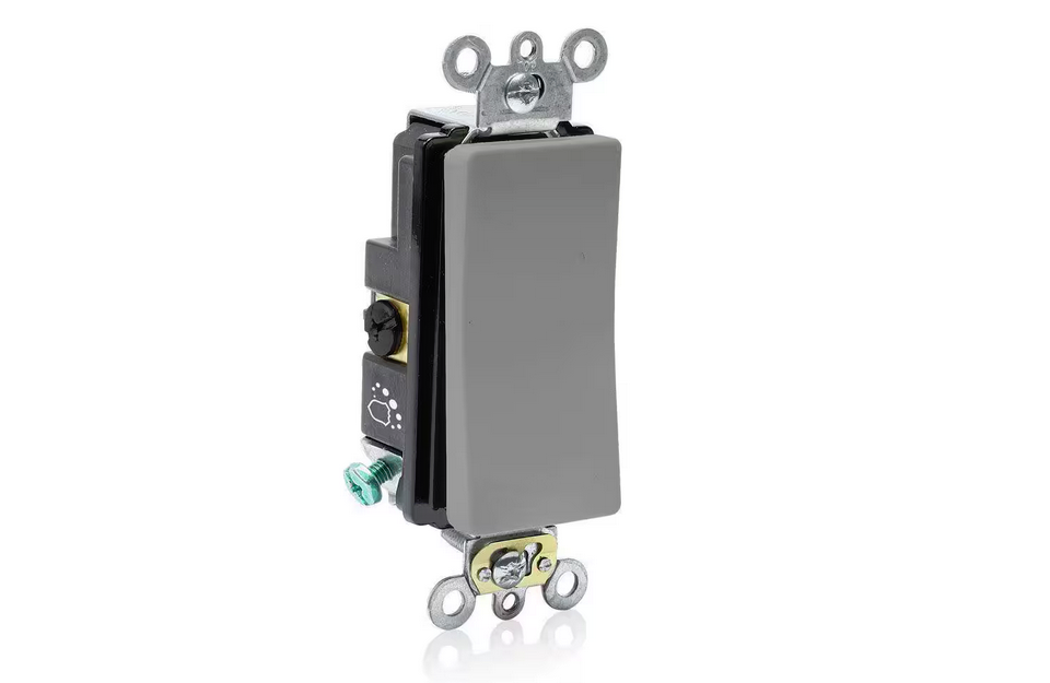 Decora Plus 20-Amp 120/277-Volt Antimicrobial Treated 3-Way Rocker Switch, Gray