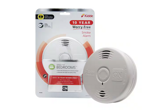 10 Year Worry-Free Sealed Battery Smoke Detector with Photoelectric Sensor and Voice Alarm - 9143874