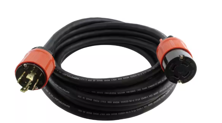 50 ft. SOOW 10/4 NEMA L15-30 30 Amp 3-Phase 250-Volt Industrial Rubber Extension Cord - 91008343067