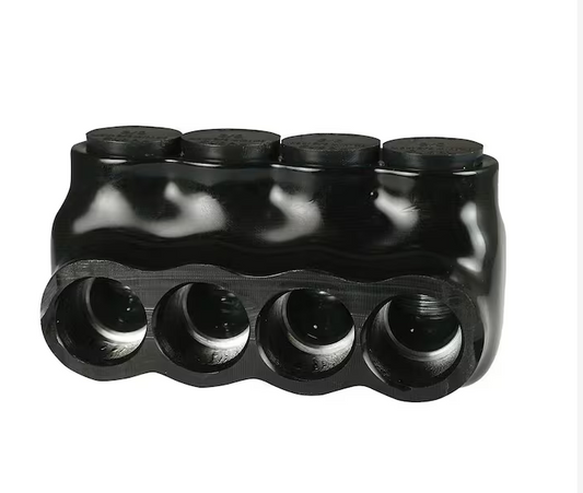 Multi-Tap Connector for 6 - 3/0 AWG Wire, 4-Connected Ports, Single Sided Wire Entry, Insulated - 91004501558