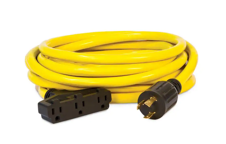 25-Foot 30-Amp 125-Volt Fan-Style Generator Extension Cord (L5-30P to three 5-15R)