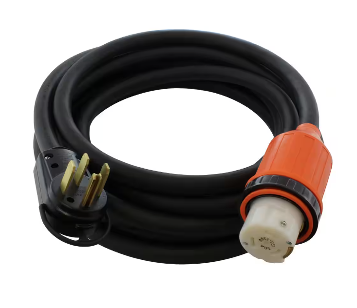 75 ft. 6/4 Indoor/Outdoor RV 50 Amp Detachable Power Supply Cord with Rubber Jacket in Black - 91012073008