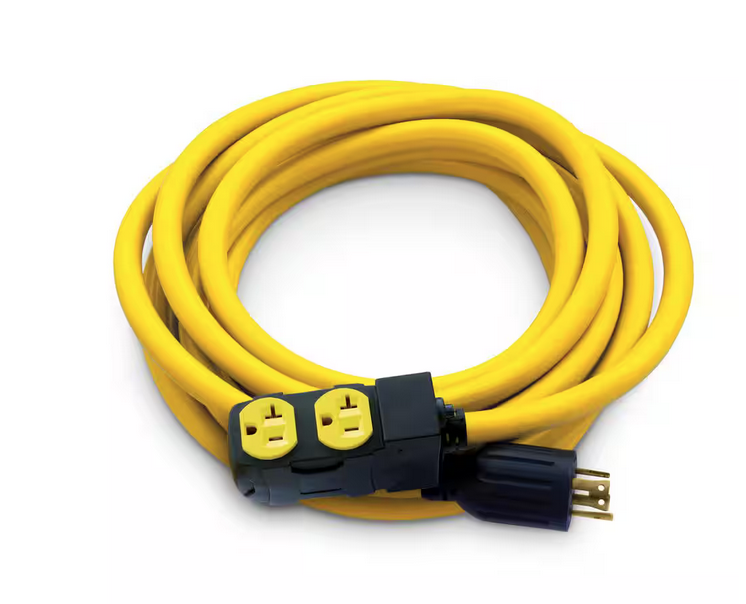 25 ft. NEMA L14-30P to 4x 5-20R Generator Cord in Yellow - 91002846343