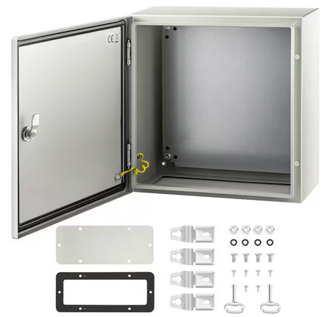 Electrical Enclosure NEMA 4X 16 in. x 16 in. x 8 in. Carbon Steel Waterproof Junction Box for Outdoor Indoor Use, Gray - 91007824528