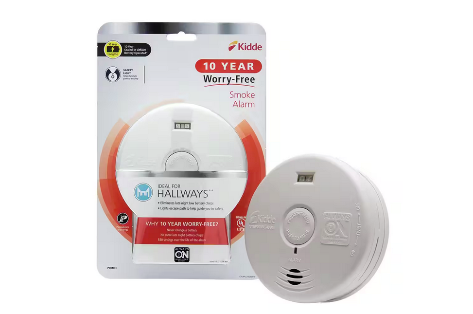 10 Year Worry-Free Sealed Battery Smoke Detector with Photoelectric Sensor and Safety Light - 9144861