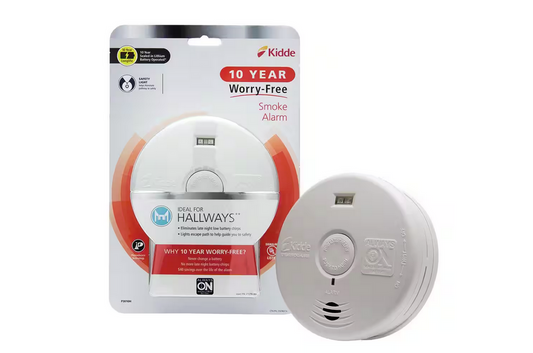 10 Year Worry-Free Sealed Battery Smoke Detector with Photoelectric Sensor and Safety Light - 9144861