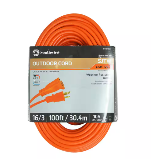 100 ft. 16/3 Light-Duty 10-Amp SJTW General Purpose Extension Cord - 91000497389