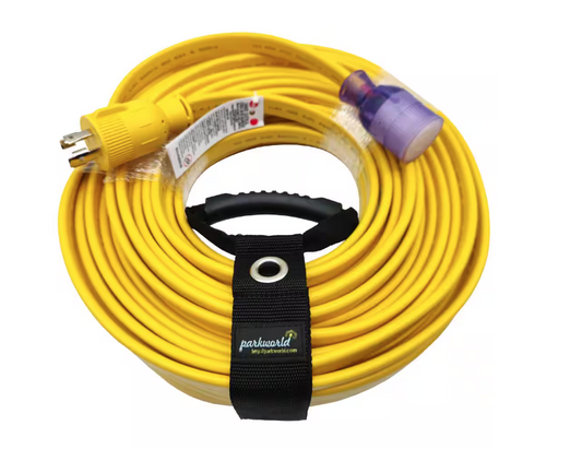 50 ft. 10/4 30 Amp 125/240-Volt Locking L14-30 Generator Extension Cord with Lighted End(L14-30P to L14-30R), Yellow - 91012166383