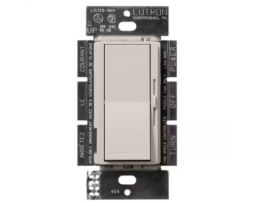 Diva 3-Speed Fan Control, Single-Pole/3-Way, 1.5 Amp, Taupe (DVSCFSQ-F-TP)