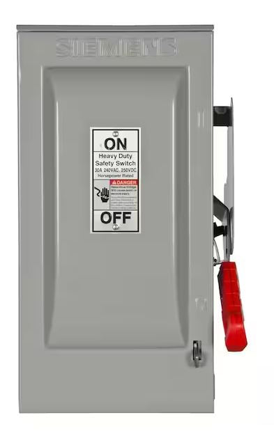 Heavy Duty 30 Amp 240-Volt 2-Pole Indoor Fusible Safety Switch with Neutral