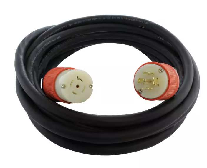 50 ft. SOOW 12/5 NEMA L21-20 20 Amp 3-Phase 120/208V Industrial Rubber Extension Cord - 91008300805