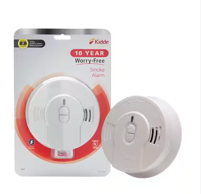 10 Year Worry-Free Smoke Detector, Lithium Battery Powered, Smoke Alarm - 9152622