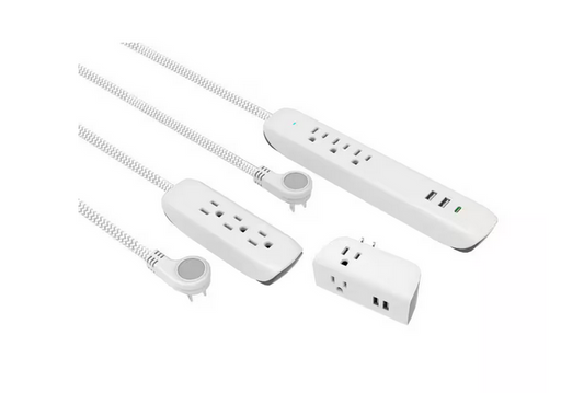 4 ft. Multiple Outlet and Wall Mounted Surge Protector Set (3-Pack) - 91005495304