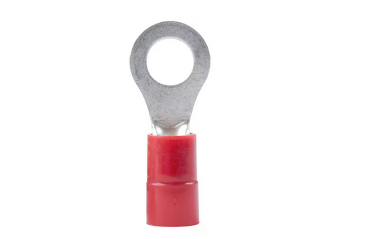 22-18 AWG Stud and 8-10 Stud Vinyl-Insulated Barrel Ring Terminal, Red (10-Pack) - 9284208