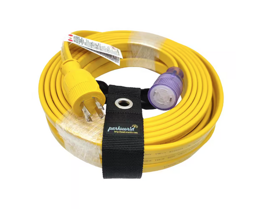 100 ft. 10/4 30 Amp 125/240-Volt Locking L14-30 Generator Extension Cord with Lighted End(L14-30P to L14-30R), Yellow - 91012166386