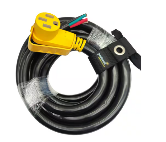 25 ft. 6/3+8/1 50 Amp 125/250-Volt NEMA 14-50R Female Connector to 4-Wires Replacement Power cord with Handle, Black - 91012159948