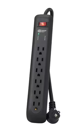 8 ft. 6-Outlet Surge Protector with 45 Degree Flat Angle Plug, Black - 9155180