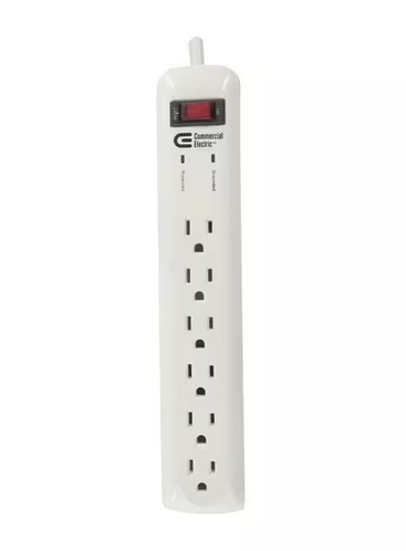 8 ft. 6-Outlet Surge Protector, White- 9189661