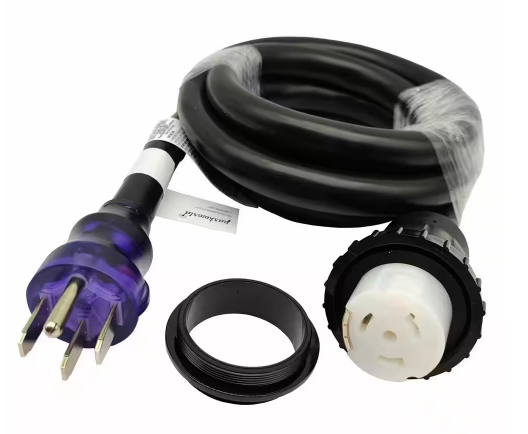 10 ft. STW 6/3+8/1 RV/Marine 50 Amp 125/250-Volt NEMA 14-50P Straight Plug to Twist Lock SS2-50R Generator Power Cord - 91008300744