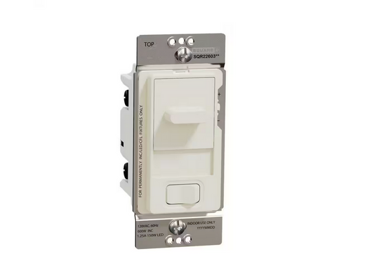 X Series 15 Amp 600-Watt Single-Pole/3-Way Slider Dimmer Light Switch Back Wire Clamps Matte Light Almond - 91007985470