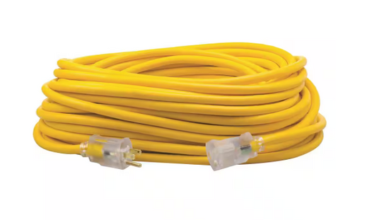 100 ft. 12/3 SJEOW Outdoor Heavy-Duty T-Prene Extension Cord with Power Light Plug - 91002811031