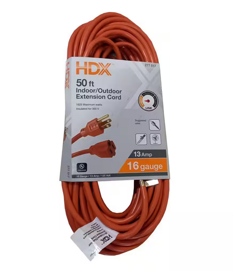 50 ft. 16/3 Light Duty Indoor/Outdoor Extension Cord, Orange - 9277517