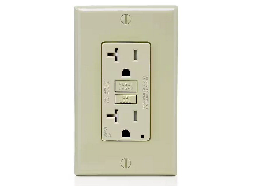 20 Amp Tamper Resistant AFCI Duplex Outlet, Ivory