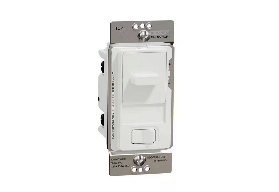 X Series 15 Amp 600-Watt Single-Pole/3-Way Slider Dimmer Light Switch Back Wire Clamps Matte White - 91007985487