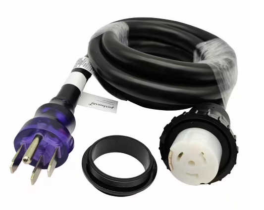 15 ft. STW 6/3+8/1 RV/Marine 50 Amp 125/250-Volt NEMA 14-50P Straight Plug to Twist Lock SS2-50R Generator Power Cord - 91008300712