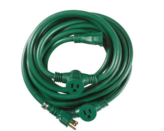 25 ft. 14/3 Multi-Outlet (3) Garden Outdoor Medium-Duty Extension Cord, Green - 91002290047