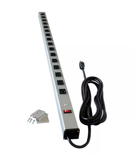 Wiremold 16-Outlet 15 Amp Industrial Power Strip with Lighted On/Off Switch, 15 ft. Cord - 91000541619