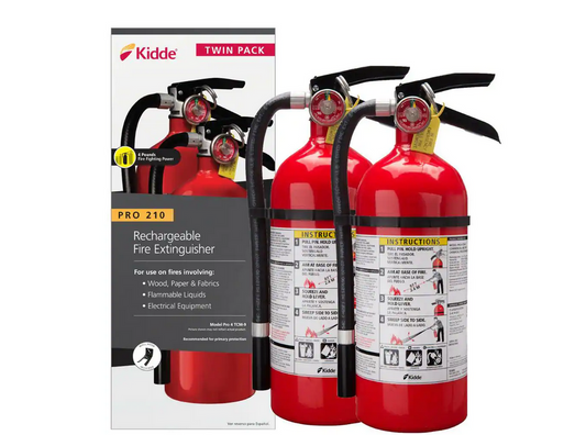 Pro Series 210 Fire Extinguisher with Hose & Easy Mount Bracket, 2-A:10-B:C, Dry Chemical, Rechargeable, 2-Pack - 91002339427