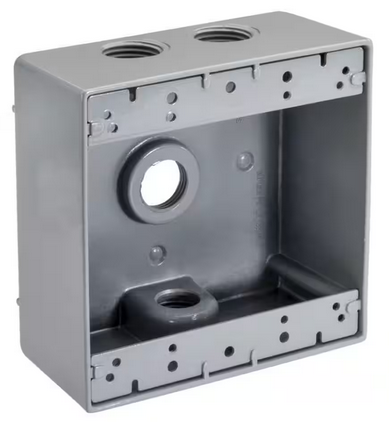 3/4 in. Weatherproof 4-Hole Double Gang Box - 91009346252