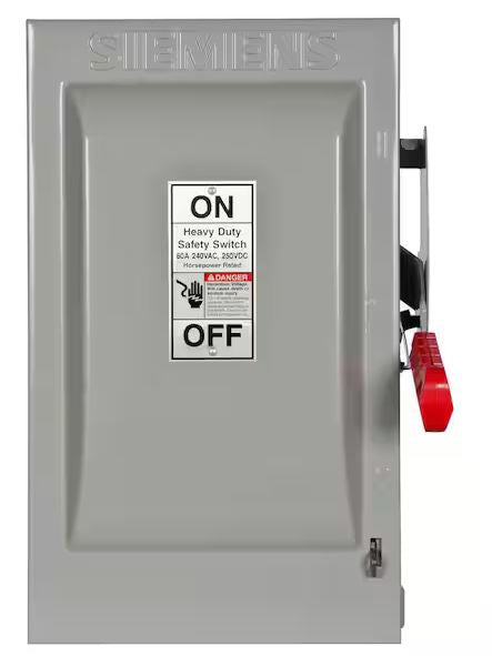 Heavy Duty 60 Amp 240-Volt 3-Pole Indoor Fusible Safety Switch with Neutral