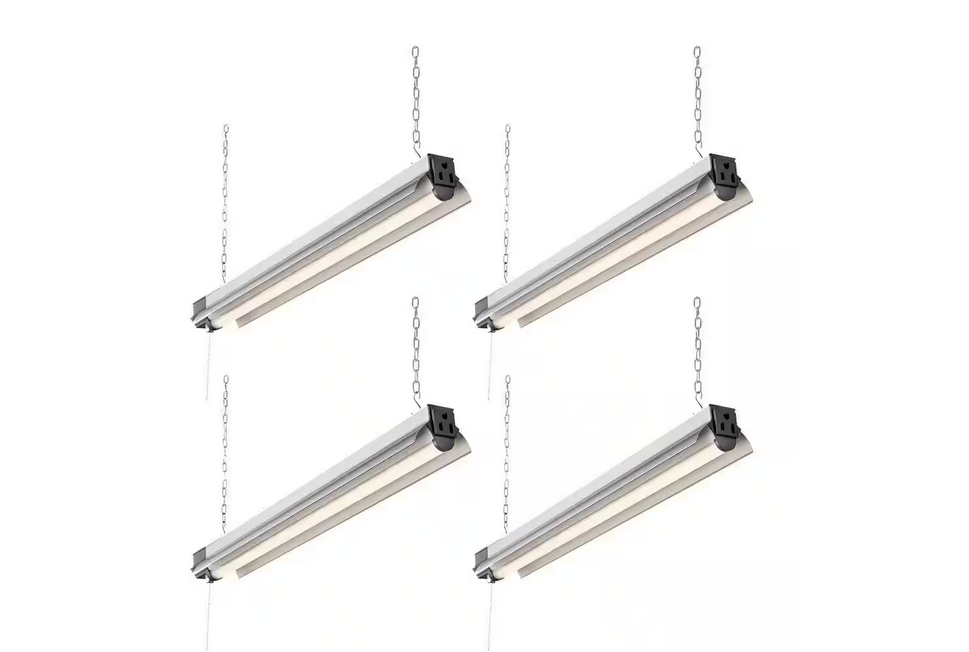 2 ft. 175-Watt Equivalent Integrated LED Silver Shop Light 4000K, Linkable (4-Pack) - 91005658953