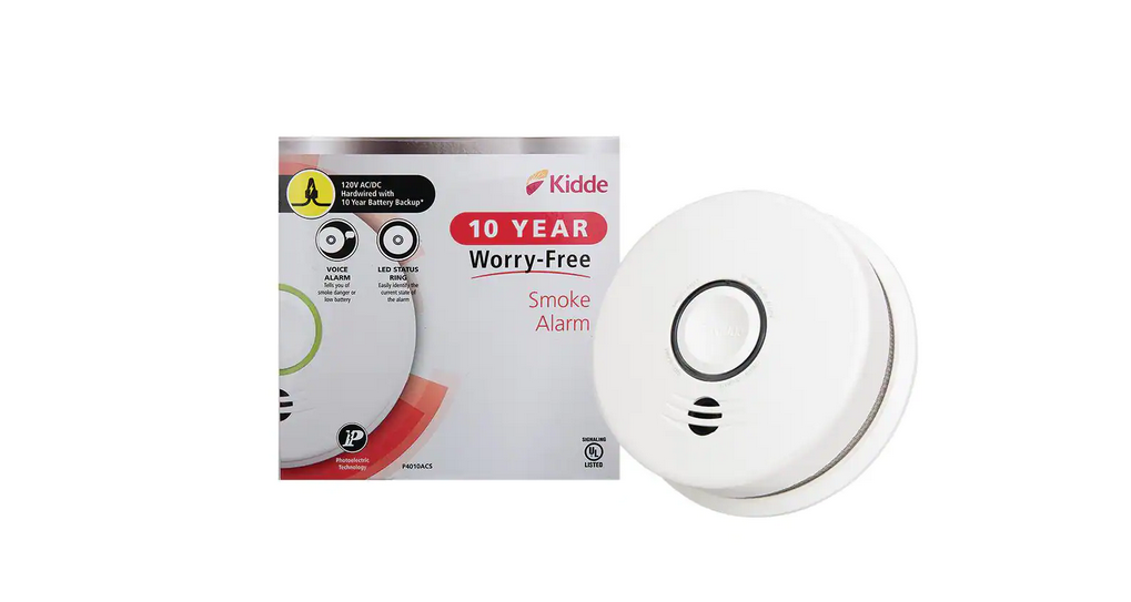 10 Year Worry-Free Hardwired Smoke Detector with Voice Alarm and Ambient Light Ring - 91003187544