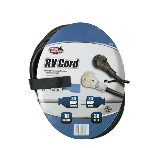 30 ft. 10/3 STW 30-Amp RV Power Extension Cord with Power Light Lighted Plug - 91002289976