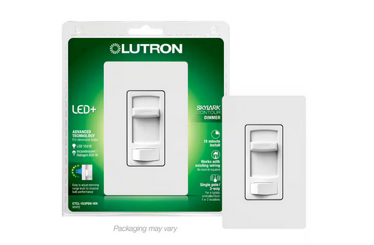 Skylark Contour LED+ Dimmer Switch for LED Bulbs, 150-Watt/Single-Pole/3-Way, w/Wallplate, White (CTCL-153PDHW-WH)