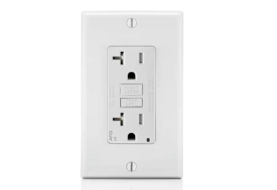 20 Amp 125-Volt SmartLockPro 2-Pole Tamper-Resistant AFCI Duplex Outlet with LED, White - 91002187289