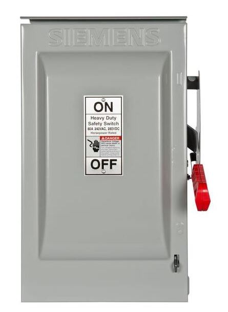 Heavy Duty 60 Amp 240-Volt 2-Pole Outdoor Fusible Safety Switch with Neutral - 9516939