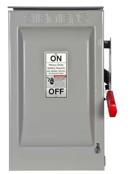 Heavy Duty 60 Amp 600-Volt 2-Pole Indoor Non-Fusible Safety Switch - 9516939