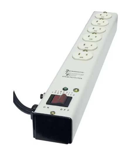 6 ft. 6-Outlet Surge Protector Strip Computer Grade with EMI/RFI Noise Filtration, White