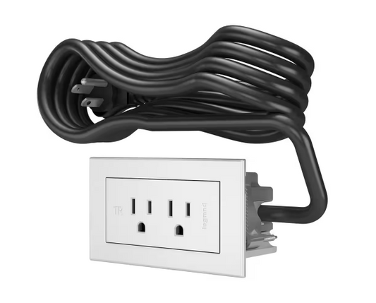 6 ft. Cord 15 Amp 2-Outlet radiant Recessed Furniture Power Strip in White - 91005774464