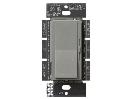 Diva 3-Speed Fan Control, Single-Pole/3-Way, 1.5 Amp, Cobblestone (DVSCFSQ-F-CS) - 91009502151