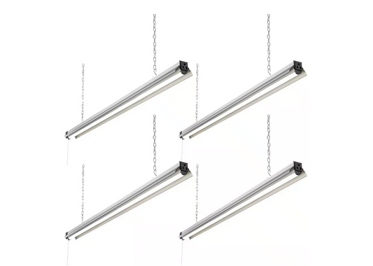 4 ft. 250-Watt Equivalent Integrated LED Silver Shop Light 4000K, Linkable (4-Pack) - 91005631283