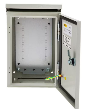 Electrical Enclosure Box 12 x 8 x 8 in. NEMA 4X IP65 Junction Box Carbon Steel Hinged with Rain Hood for Indoor/Outdoor - 91009063261